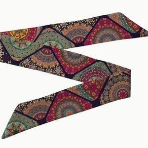 Two Vintage Mandala Pattern Thin Scarves / Hair Bands / Scarves - #1083
